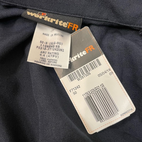 Workrite Fire Resistant Industrial Coveralls 110NX45, NWT, Size 50 Reg (XL Reg) - Picture 4 of 4